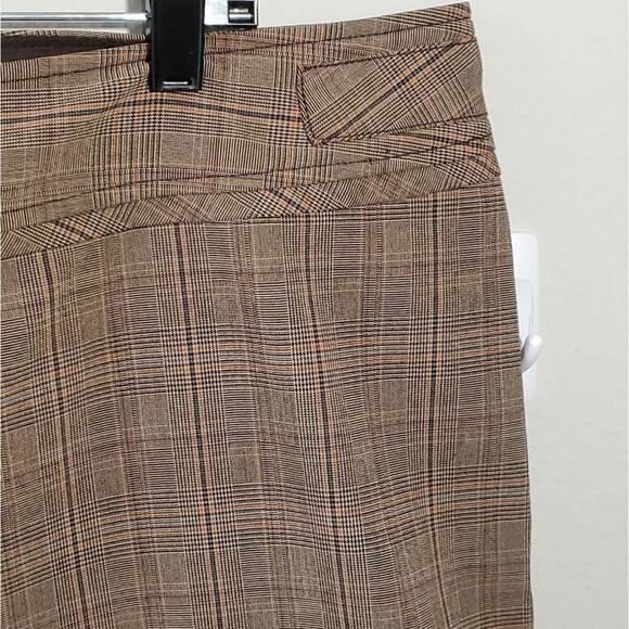 Lane Bryant Academia Pink Brown Plaid‎ wide leg capri Gaucho pants plus Size 26 - Picture 5 of 9